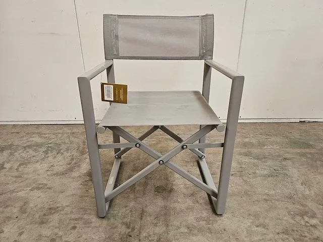 2 x jati-kebon alu tuinstoel director chair signal grey mat - afbeelding 2 van  4