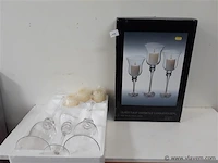 2 x kaarshouder glas 3 stuks + kaars - afbeelding 1 van  2