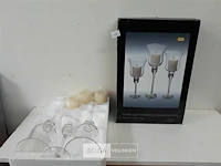 2 x kaarshouder glas 3 stuks + kaars - afbeelding 1 van  3