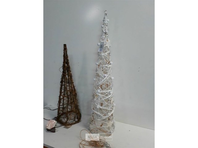 2 x kegel met verlichting 1 x bruin 60 cm + 1 x wit 80 cm - afbeelding 2 van  3