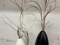 2 x keramische vazen zwart/wit - afbeelding 2 van  2