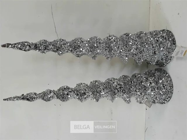 2 x kerst kegel zilver 60 cm - afbeelding 3 van  3