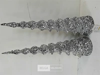 2 x kerst kegel zilver 60 cm - afbeelding 3 van  3