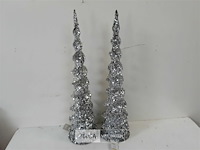 2 x kerst kegel zilver 60 cm - afbeelding 1 van  3