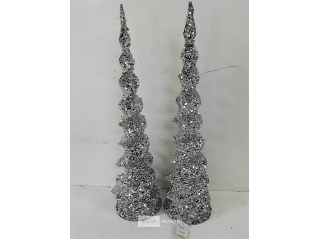 2 x kerst kegel zilver 60 cm - afbeelding 3 van  3