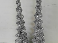2 x kerst kegel zilver 60 cm - afbeelding 3 van  3