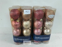2 x kerstballen 16 stuks pvc roze/goud - afbeelding 1 van  3