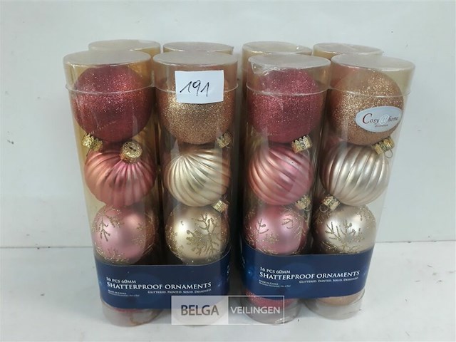 2 x kerstballen 16 stuks pvc roze/goud - afbeelding 2 van  3