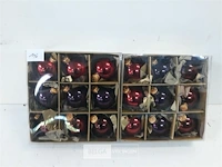 2 x kerstballen 9 stuks glas rood/paars/bordaux - afbeelding 2 van  3