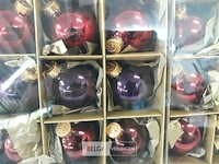 2 x kerstballen 9 stuks glas rood/paars/bordaux - afbeelding 3 van  3