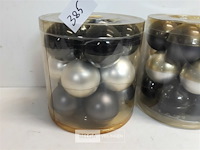 2 x kerstballen glas 15 stuks grijs/zilver/zwart - afbeelding 3 van  3