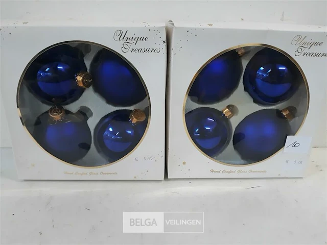 2 x kerstballen glas 4 stuks blauw - afbeelding 1 van  3