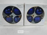 2 x kerstballen glas 4 stuks blauw - afbeelding 1 van  3