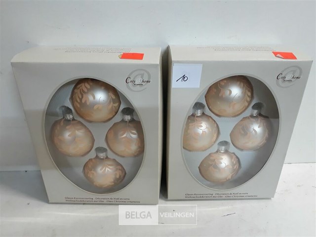 2 x kerstballen glas 4 stuks goud - afbeelding 1 van  3