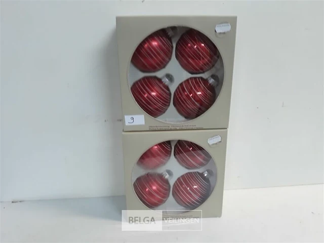 2 x kerstballen glas 4 stuks rood - afbeelding 2 van  3