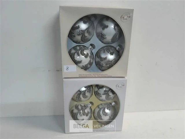 2 x kerstballen glas 4 stuks zilver - afbeelding 1 van  3