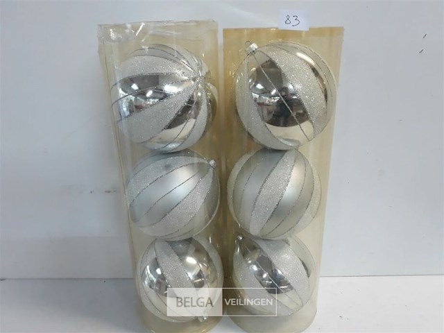 2 x kerstballen pvc 3 stuks zilver xxl - afbeelding 2 van  3