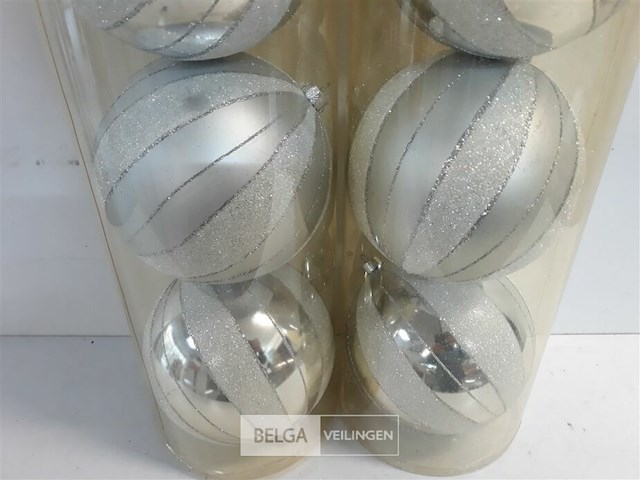 2 x kerstballen pvc 3 stuks zilver xxl - afbeelding 3 van  3