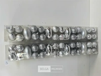2 x kerstballen pvc 44 stuks zilver - afbeelding 1 van  3