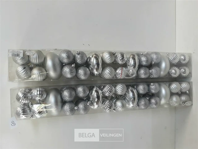 2 x kerstballen pvc 44 stuks zilver - afbeelding 2 van  3