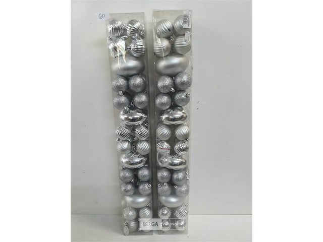 2 x kerstballen pvc 44 stuks zilver - afbeelding 2 van  3