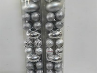 2 x kerstballen pvc 44 stuks zilver - afbeelding 2 van  3