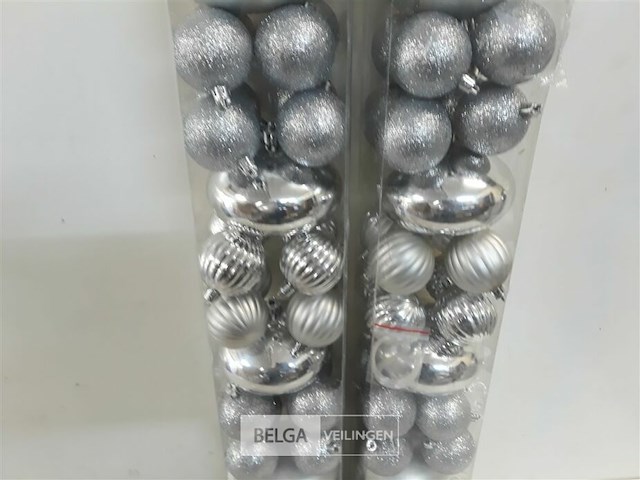 2 x kerstballen pvc 44 stuks zilver - afbeelding 3 van  3
