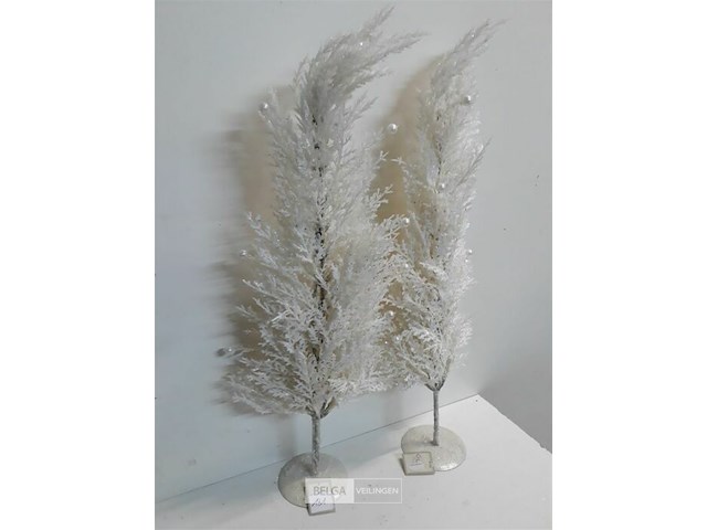 2 x kerstboom op voet wit 70 cm - afbeelding 3 van  3