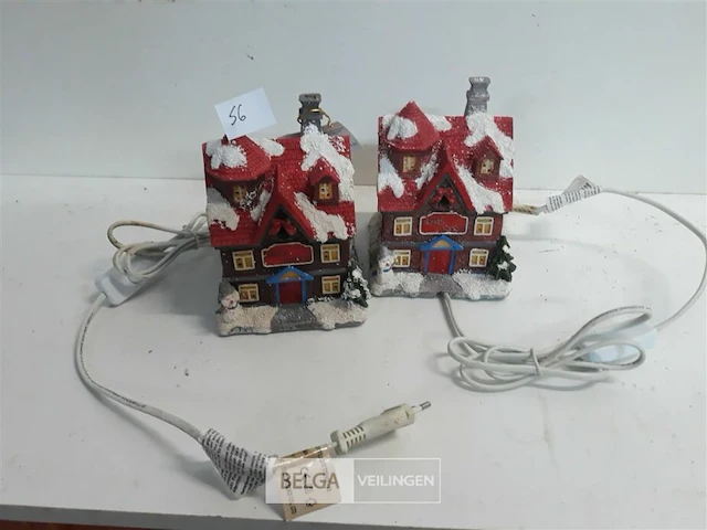 2 x kersthuisje met verlichting - afbeelding 2 van  3