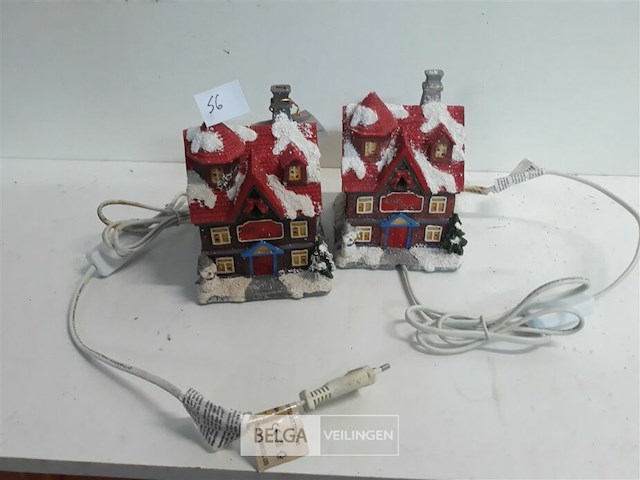 2 x kersthuisje met verlichting - afbeelding 1 van  3