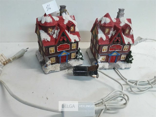 2 x kersthuisje met verlichting - afbeelding 3 van  3
