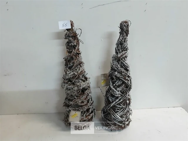 2 x kerstkegel takken met frost 40 cm - afbeelding 2 van  3