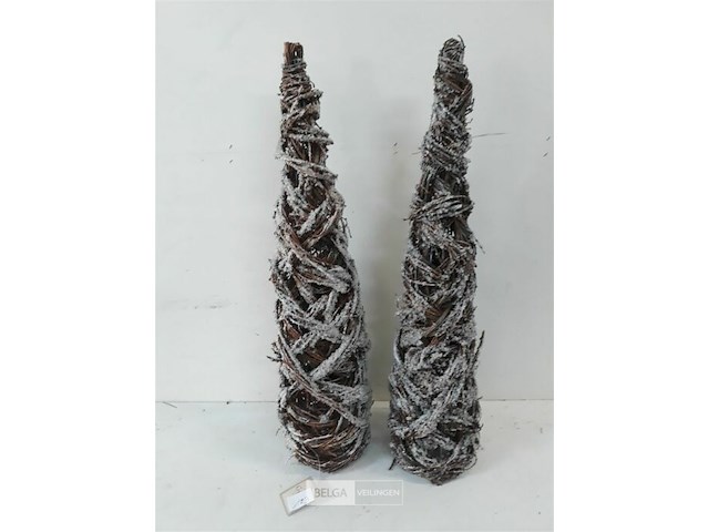 2 x kerstkegel takken met frost 60 cm - afbeelding 3 van  3