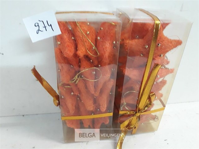 2 x kerstster sisal oranje 8 cm 12 stuks - afbeelding 2 van  3