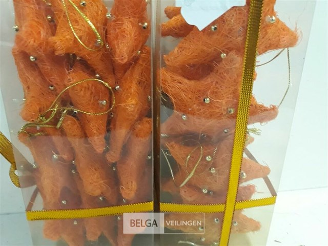 2 x kerstster sisal oranje 8 cm 12 stuks - afbeelding 3 van  3