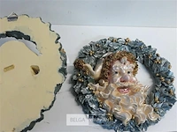 2 x krans kerstman 30 cm polyester - afbeelding 3 van  3
