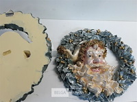 2 x krans kerstman 30 cm polyester - afbeelding 3 van  3