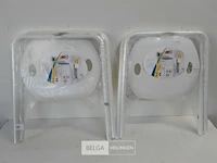 2 x kruk pvc zit met metalen pootjes - afbeelding 1 van  3