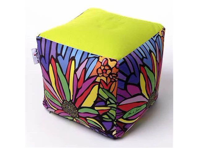2 x kubus - zitkubus - flower - 45 x 45 x 45 cm. - wasbaar - ook voor outdoor - afbeelding 1 van  3