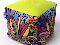 2 x kubus - zitkubus - flower - 45 x 45 x 45 cm. - wasbaar - ook voor outdoor - afbeelding 1 van  3