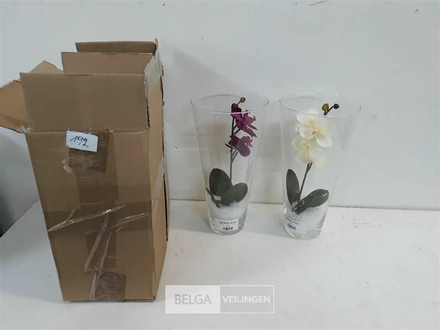 2 x kunstbloem in vaas 28 cm - afbeelding 2 van  3
