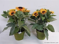 2 x kunstbloem zonnebloemen in pot - afbeelding 1 van  2