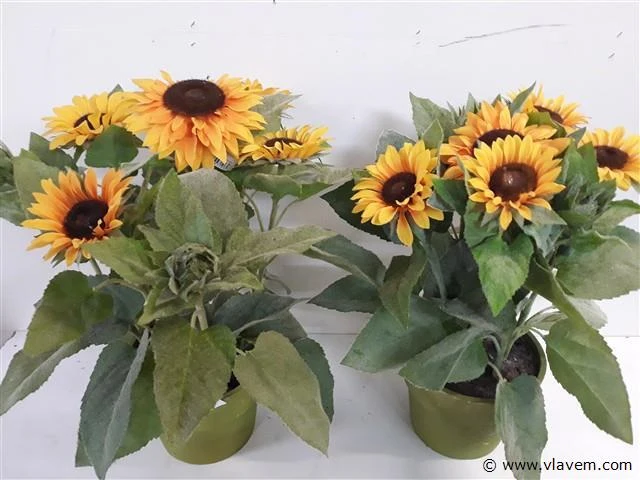 2 x kunstbloem zonnebloemen in pot - afbeelding 2 van  2