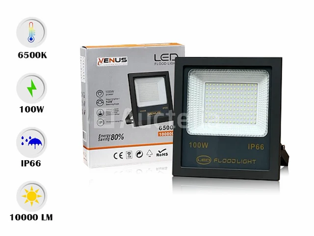 2 x led breedstraler 100w - waterdicht ip66 - 6500k koud wit - afbeelding 2 van  4