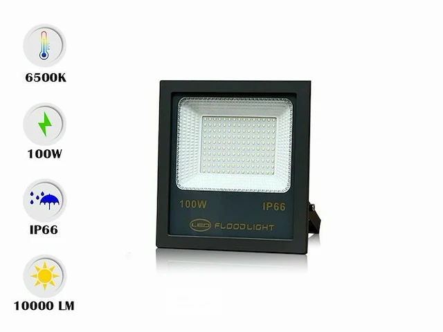 2 x led breedstraler 100w - waterdicht ip66 - 6500k koud wit - afbeelding 3 van  5