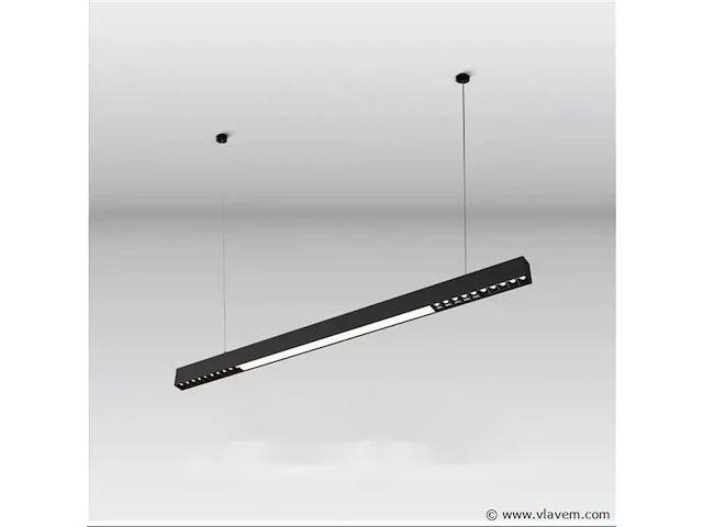 2 x led lineaire hanglamp – 35w – 120cm – zwart – ingebouwde led – inclusief montageset - afbeelding 2 van  5