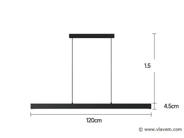 2 x led lineaire hanglamp – 35w – 120cm – zwart – ingebouwde led – inclusief montageset - afbeelding 5 van  6