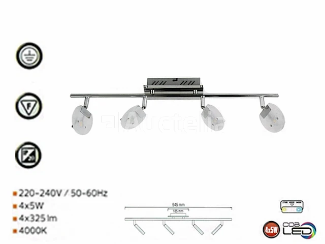 2 x led plafondspot – hl7164l – 5w – 4000k – neutraal wit – zilver - afbeelding 2 van  4