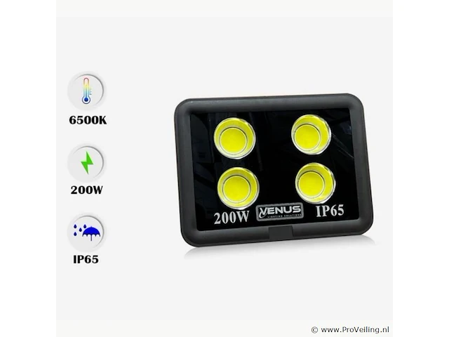 2 x led schijnwerper 200w – 6500k koud wit – ip65 waterdicht – 20.000 lm – cob – buiten/binnen - afbeelding 2 van  5