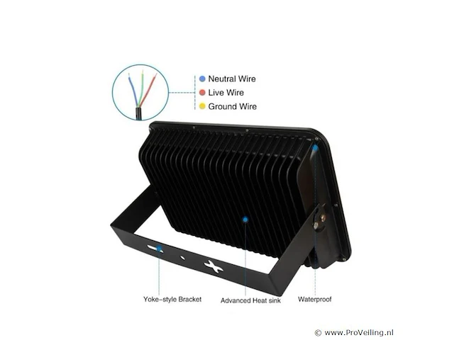 2 x led schijnwerper 200w – 6500k koud wit – ip65 waterdicht – 20.000 lm – cob – buiten/binnen - afbeelding 5 van  5